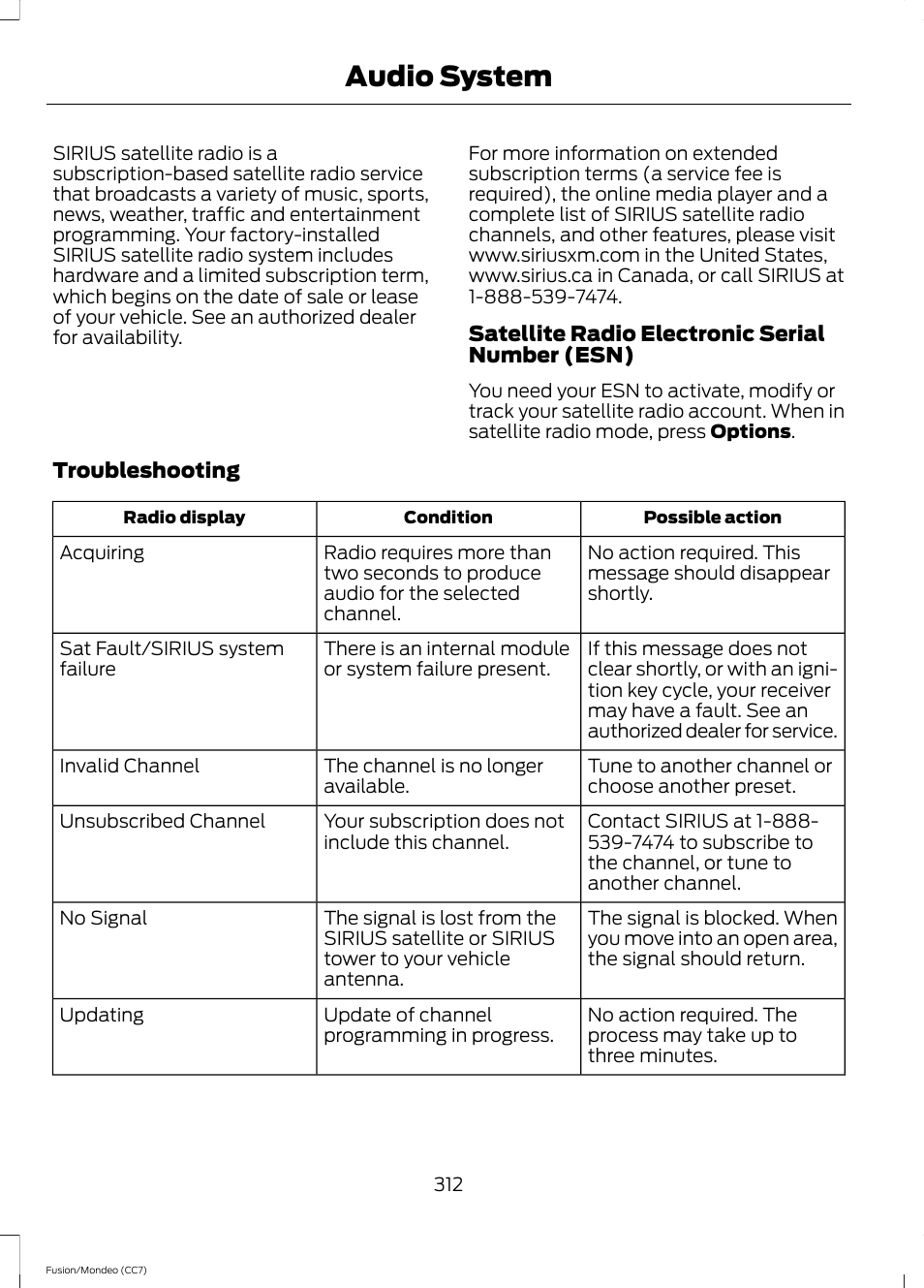 Audio system | FORD 2014 Fusion Hybrid v.2 User Manual | Page 315 / 478