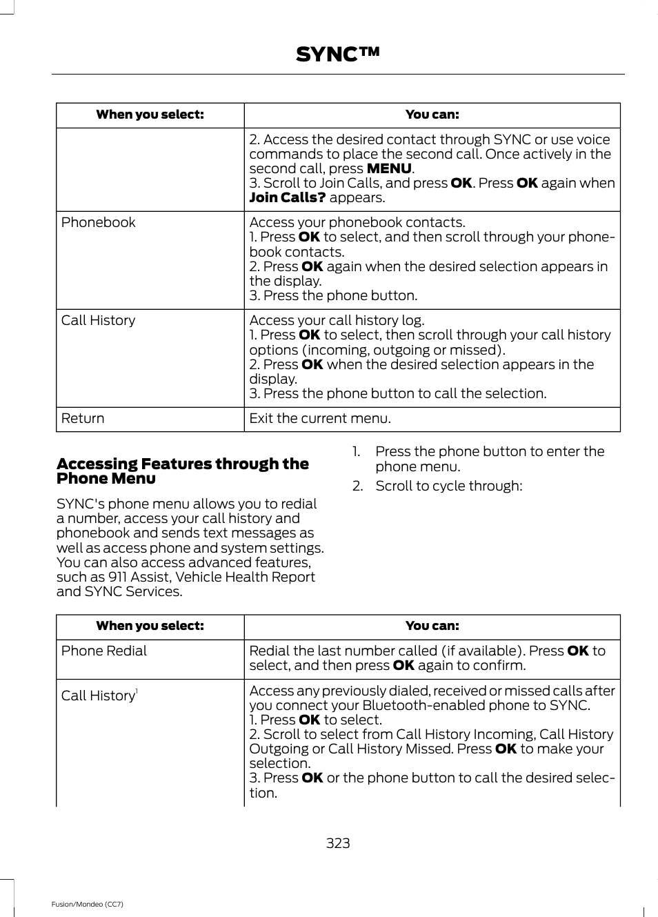 Sync | FORD 2014 Fusion Hybrid v.2 User Manual | Page 326 / 478