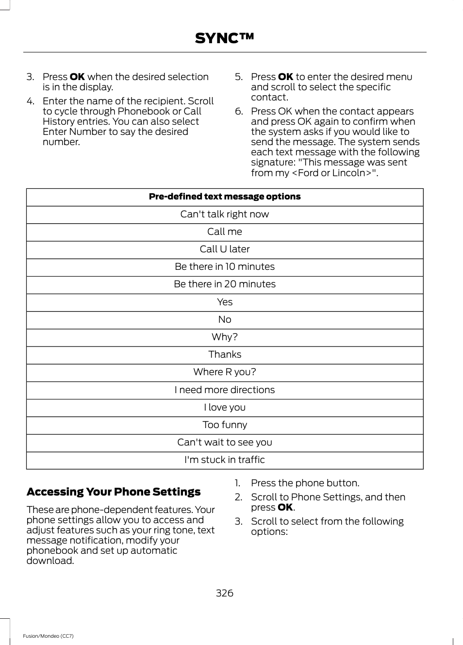 Sync | FORD 2014 Fusion Hybrid v.2 User Manual | Page 329 / 478