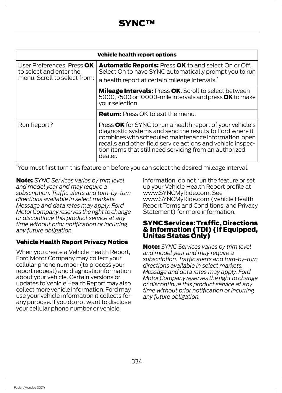 Sync | FORD 2014 Fusion Hybrid v.2 User Manual | Page 337 / 478