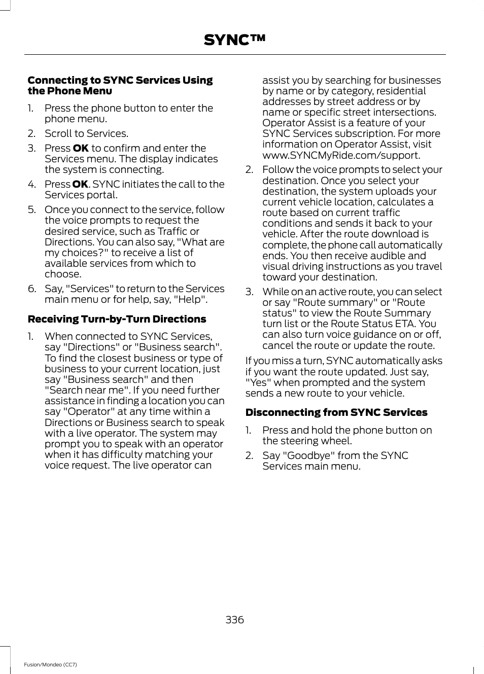 Sync | FORD 2014 Fusion Hybrid v.2 User Manual | Page 339 / 478