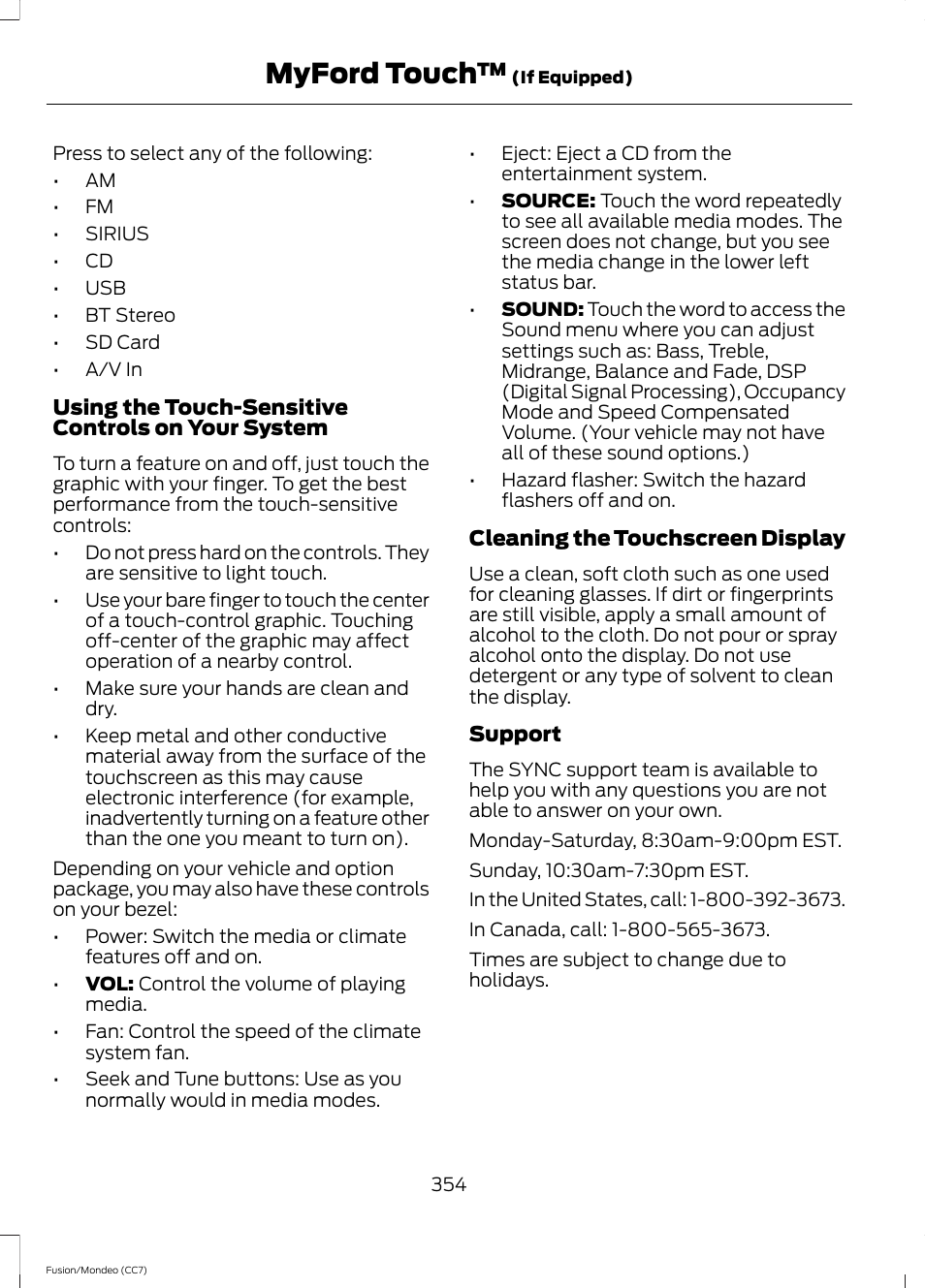 Myford touch | FORD 2014 Fusion Hybrid v.2 User Manual | Page 357 / 478