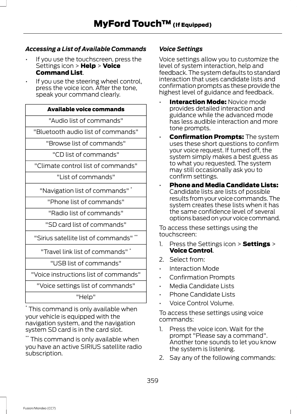 Myford touch | FORD 2014 Fusion Hybrid v.2 User Manual | Page 362 / 478