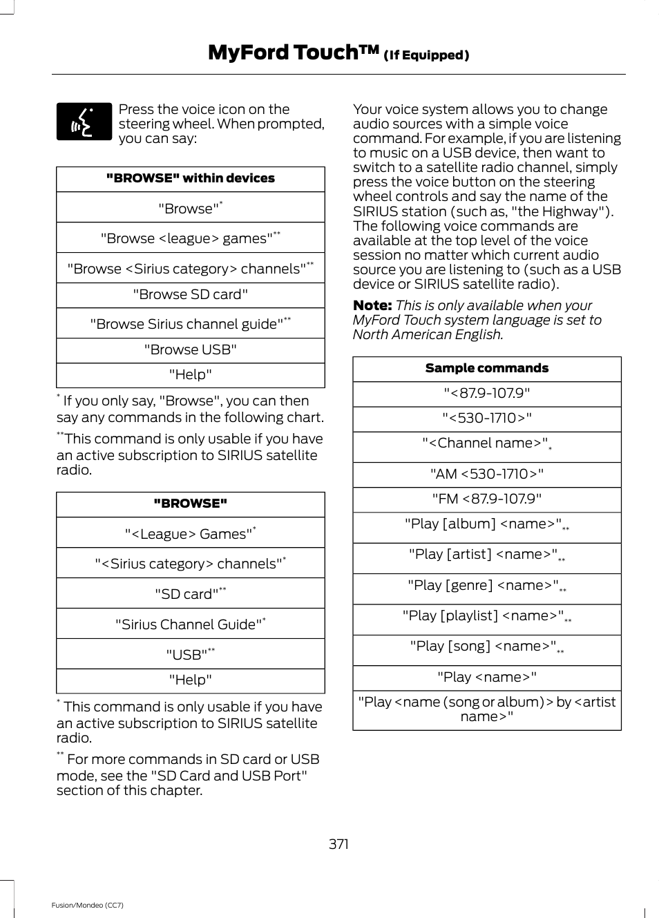 Myford touch | FORD 2014 Fusion Hybrid v.2 User Manual | Page 374 / 478