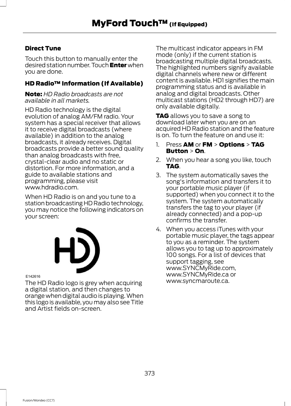 Myford touch | FORD 2014 Fusion Hybrid v.2 User Manual | Page 376 / 478
