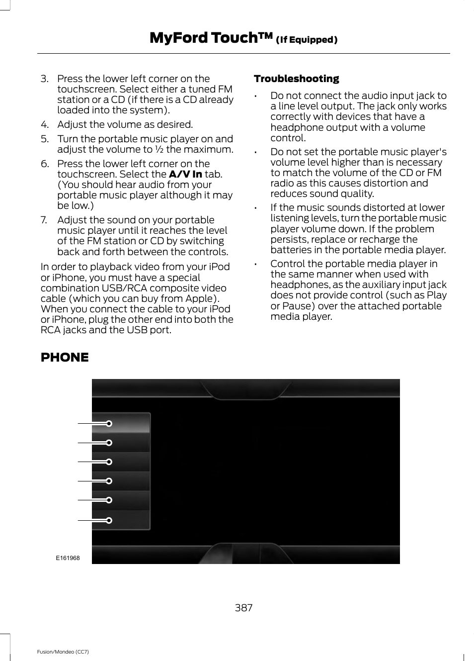 Phone, Myford touch | FORD 2014 Fusion Hybrid v.2 User Manual | Page 390 / 478