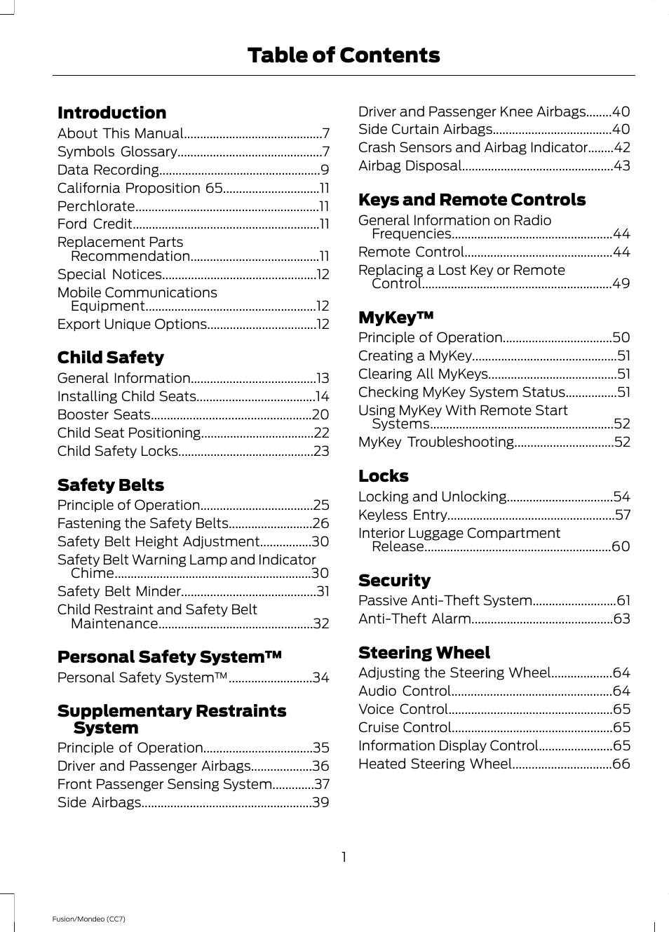 FORD 2014 Fusion Hybrid v.2 User Manual | Page 4 / 478