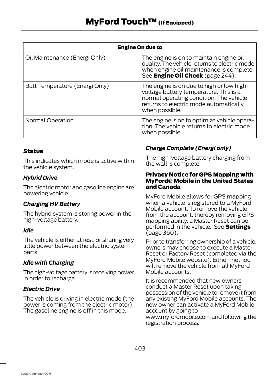 Myford touch | FORD 2014 Fusion Hybrid v.2 User Manual | Page 406 / 478