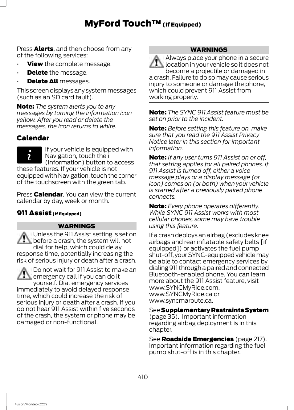 Myford touch | FORD 2014 Fusion Hybrid v.2 User Manual | Page 413 / 478