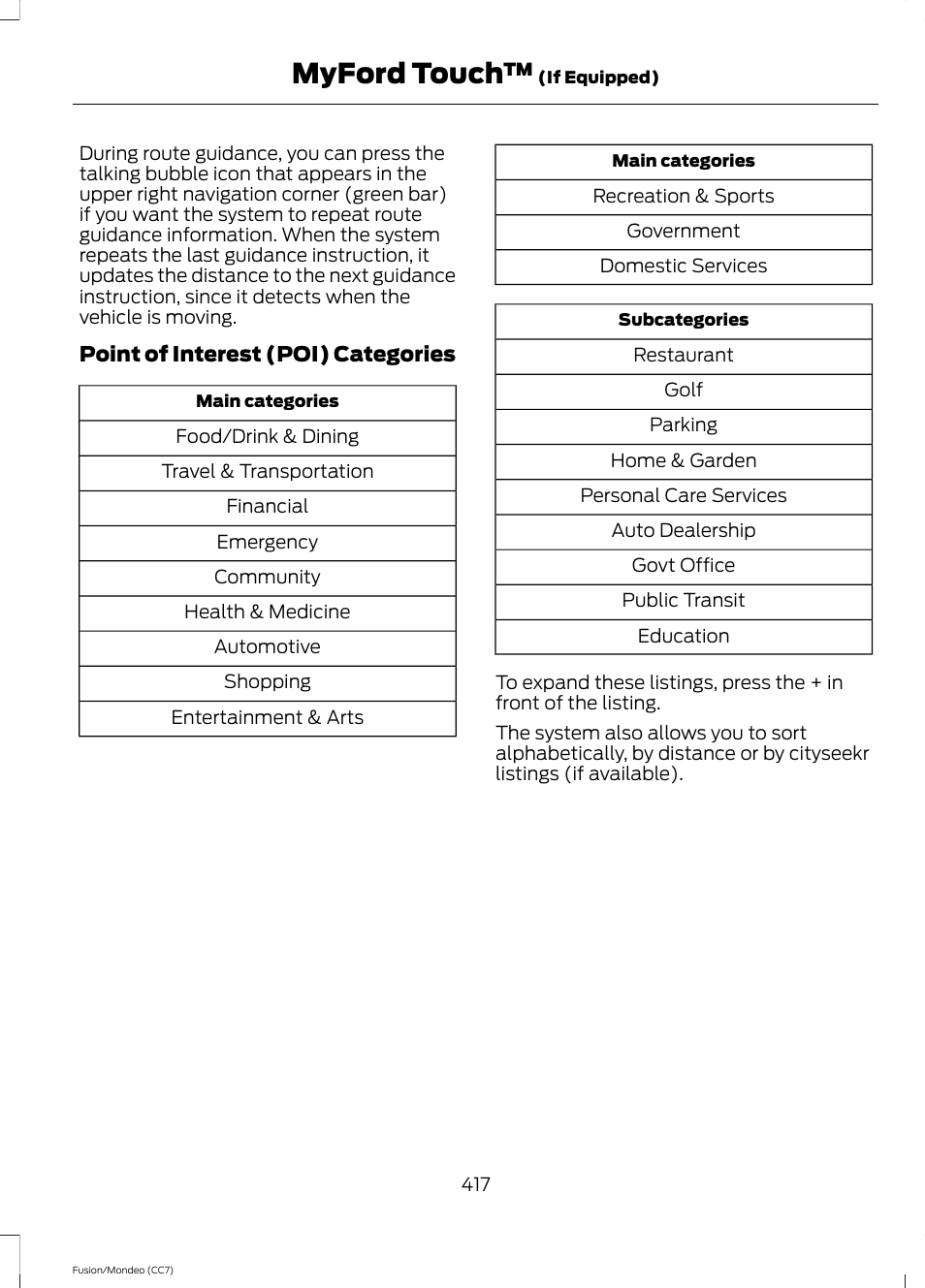 Myford touch | FORD 2014 Fusion Hybrid v.2 User Manual | Page 420 / 478