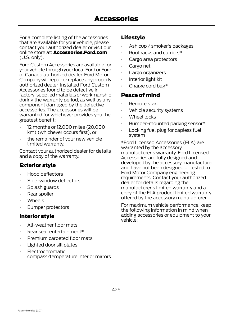 Accessories | FORD 2014 Fusion Hybrid v.2 User Manual | Page 428 / 478