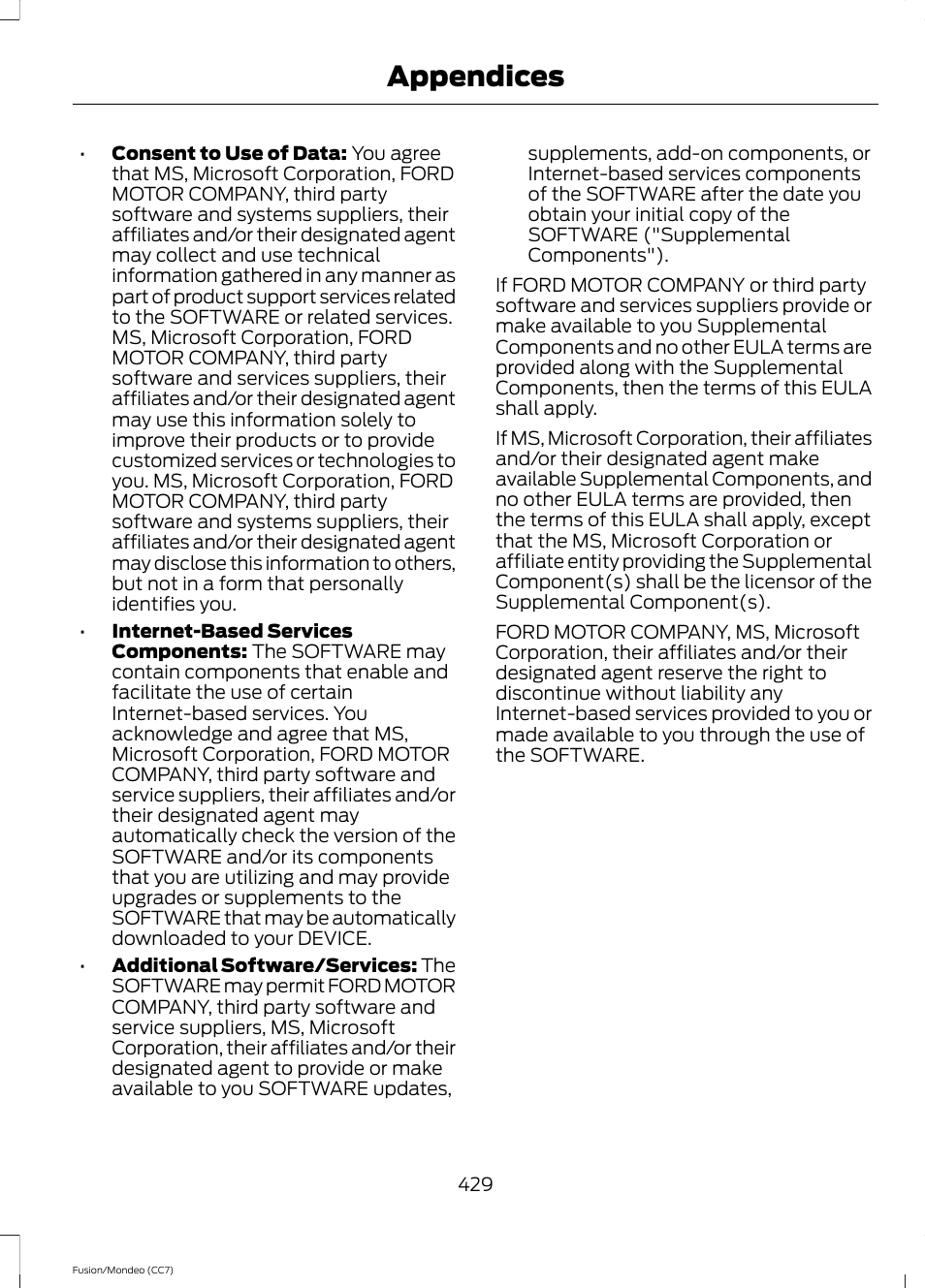 Appendices | FORD 2014 Fusion Hybrid v.2 User Manual | Page 432 / 478