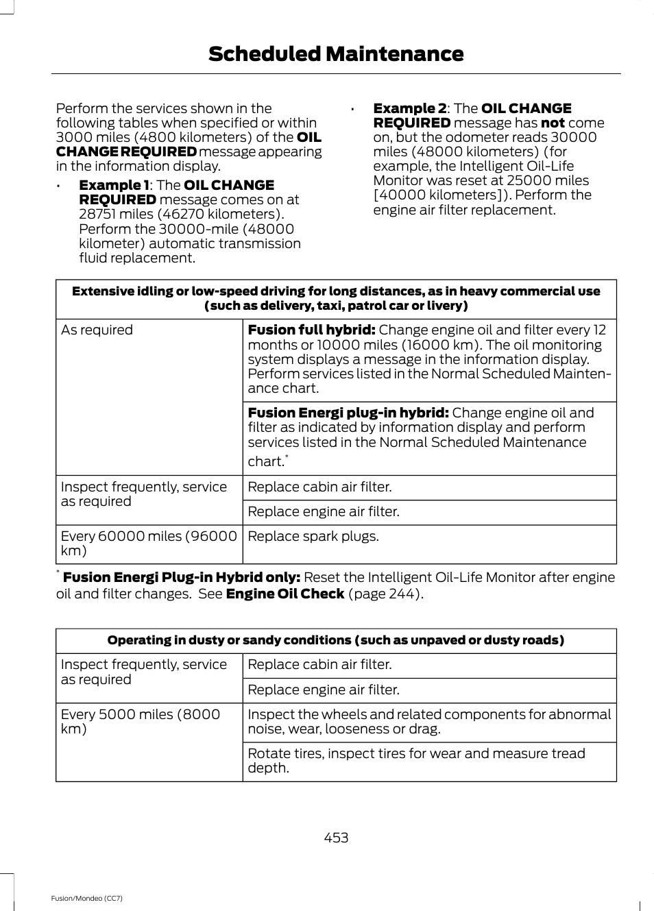 Scheduled maintenance | FORD 2014 Fusion Hybrid v.2 User Manual | Page 456 / 478