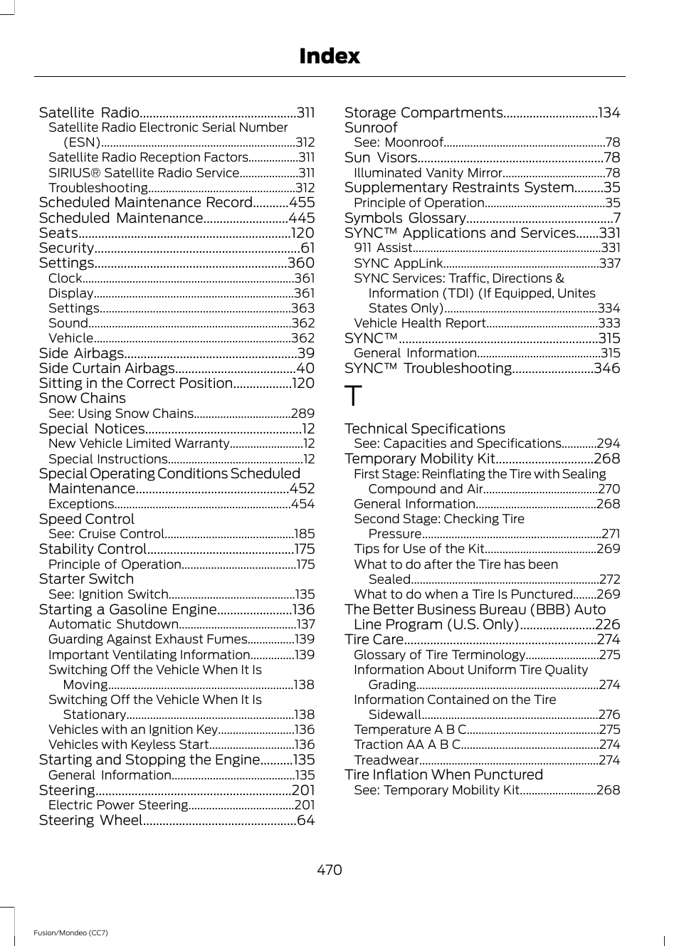 Index | FORD 2014 Fusion Hybrid v.2 User Manual | Page 473 / 478