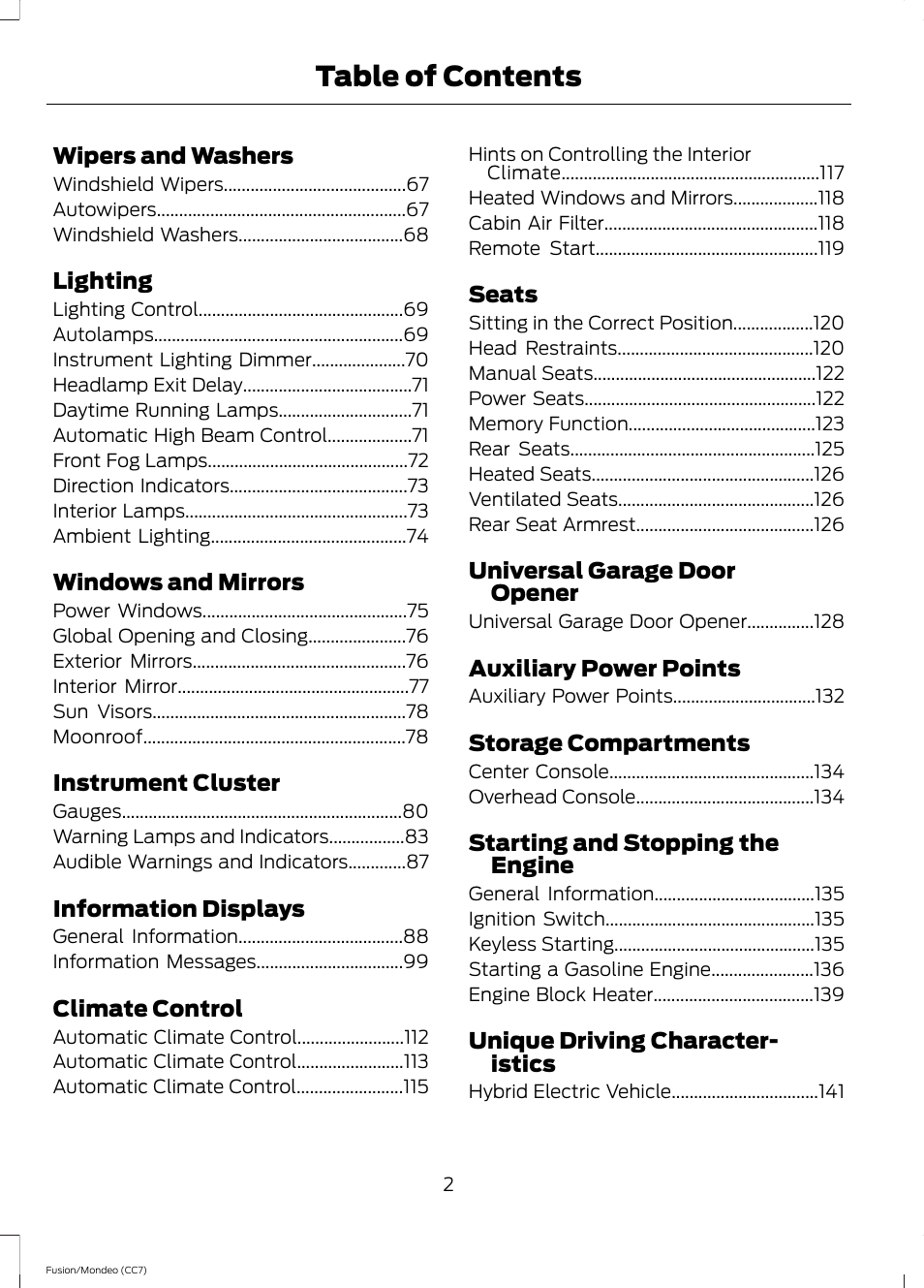FORD 2014 Fusion Hybrid v.2 User Manual | Page 5 / 478