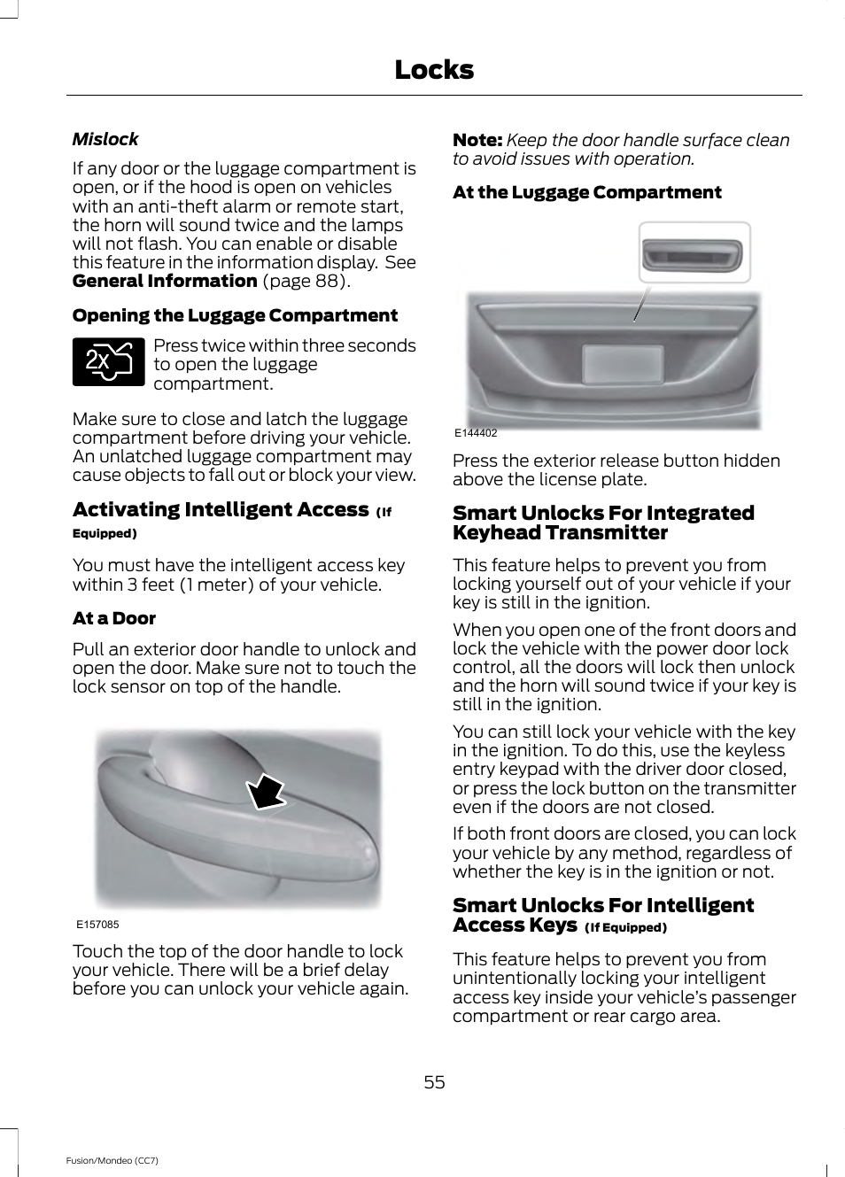 Locks | FORD 2014 Fusion Hybrid v.2 User Manual | Page 58 / 478