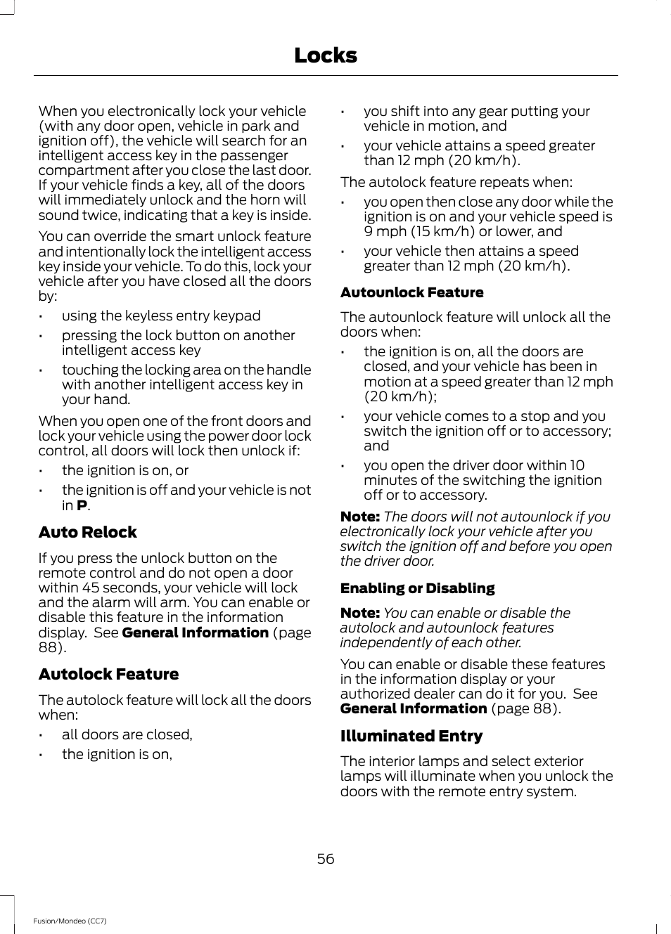 Locks | FORD 2014 Fusion Hybrid v.2 User Manual | Page 59 / 478