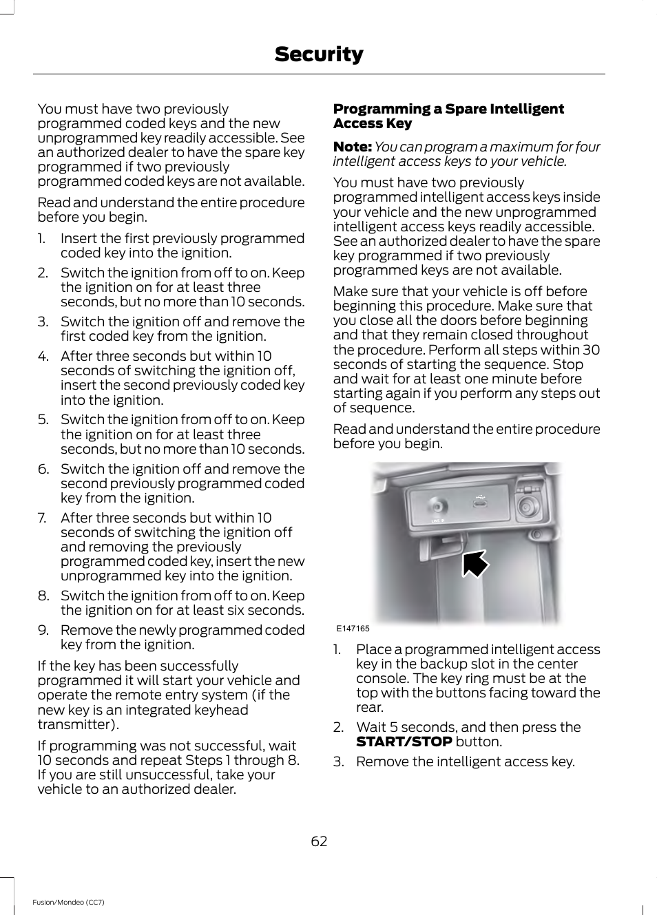 Security | FORD 2014 Fusion Hybrid v.2 User Manual | Page 65 / 478