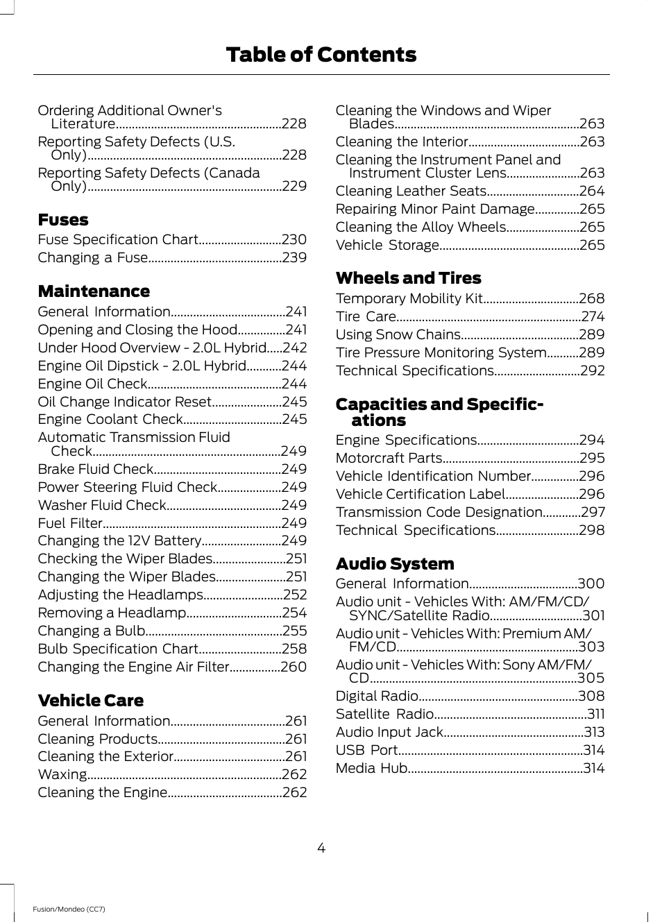 FORD 2014 Fusion Hybrid v.2 User Manual | Page 7 / 478