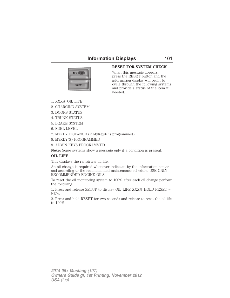 Information displays 101 | FORD 2014 Mustang v.1 User Manual | Page 102 / 461