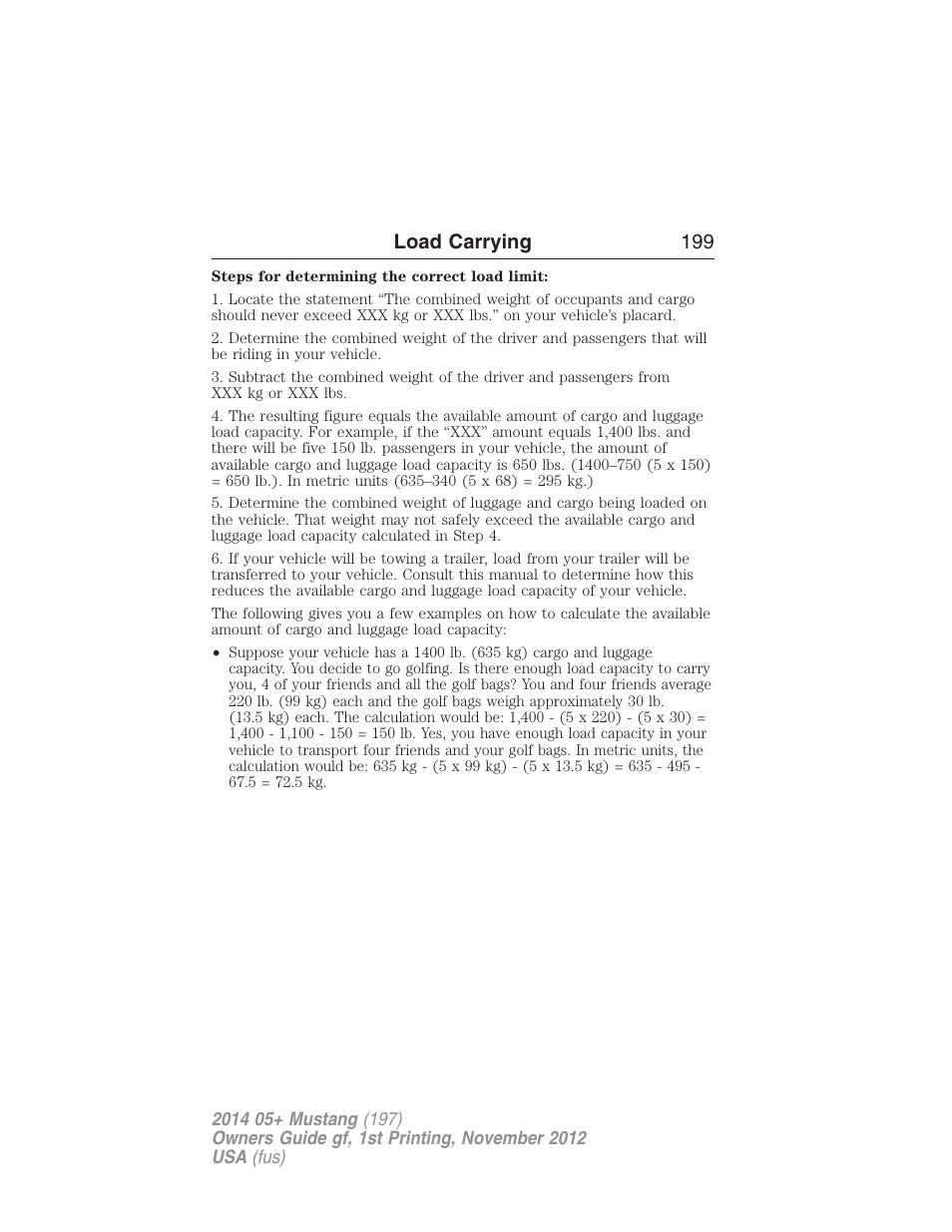 Load carrying 199 | FORD 2014 Mustang v.1 User Manual | Page 200 / 461
