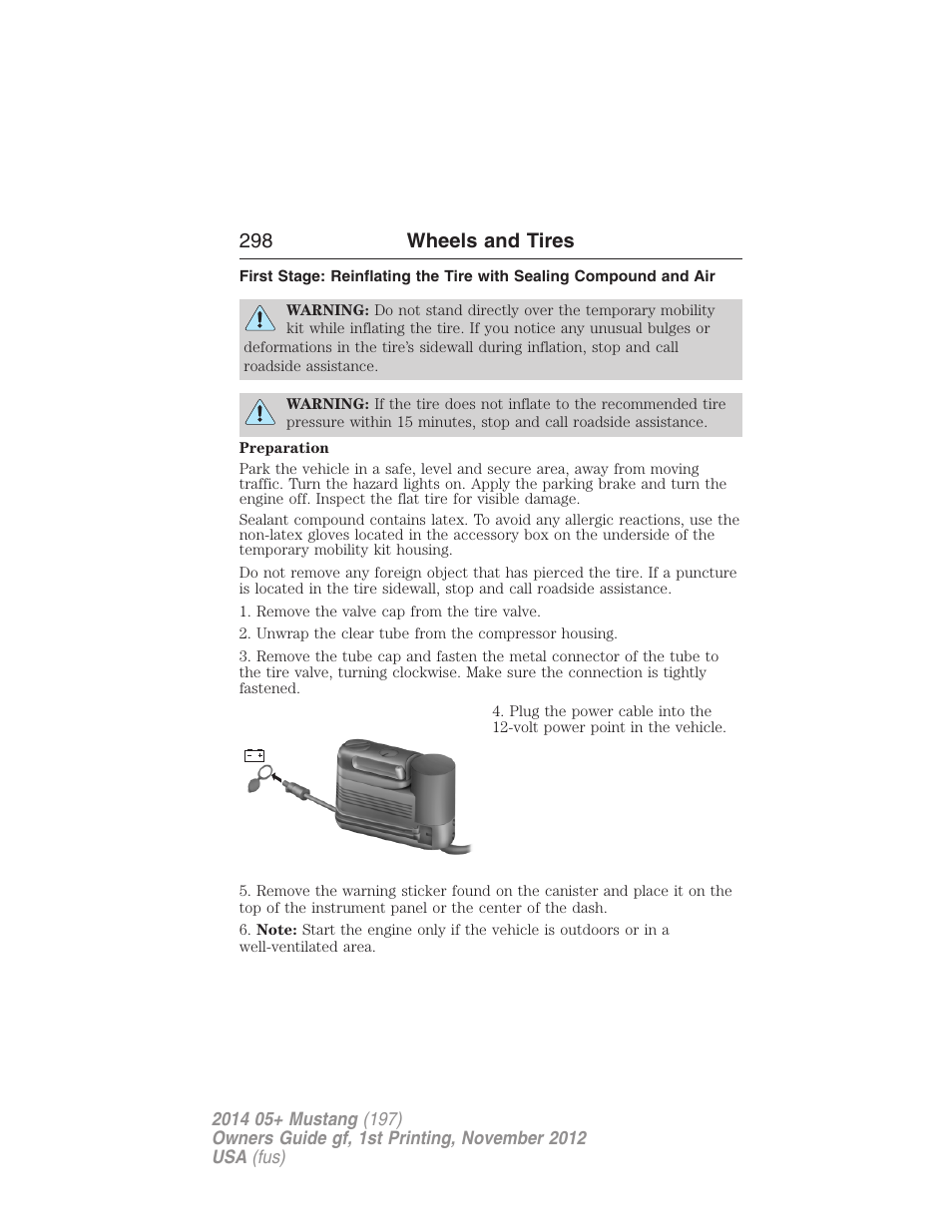 298 wheels and tires | FORD 2014 Mustang v.1 User Manual | Page 299 / 461
