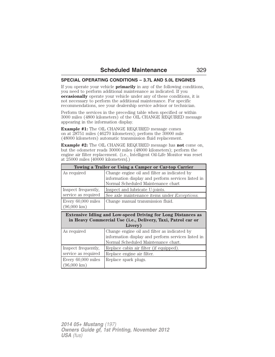 Scheduled maintenance 329 | FORD 2014 Mustang v.1 User Manual | Page 330 / 461