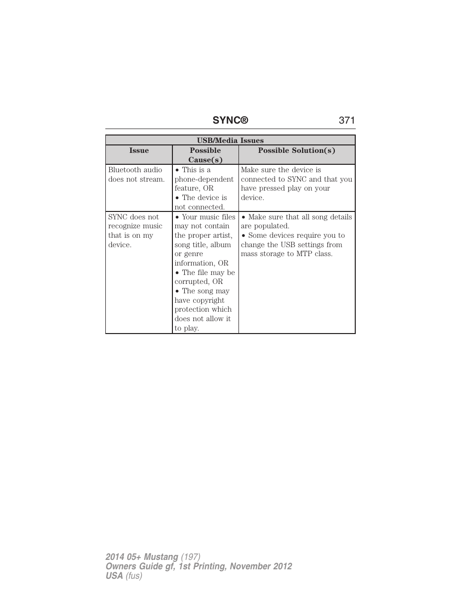Sync® 371 | FORD 2014 Mustang v.1 User Manual | Page 372 / 461