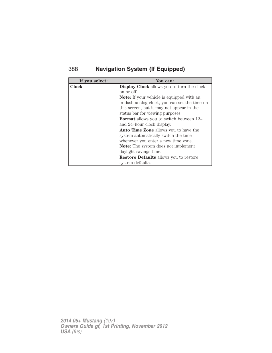 388 navigation system (if equipped) | FORD 2014 Mustang v.1 User Manual | Page 389 / 461