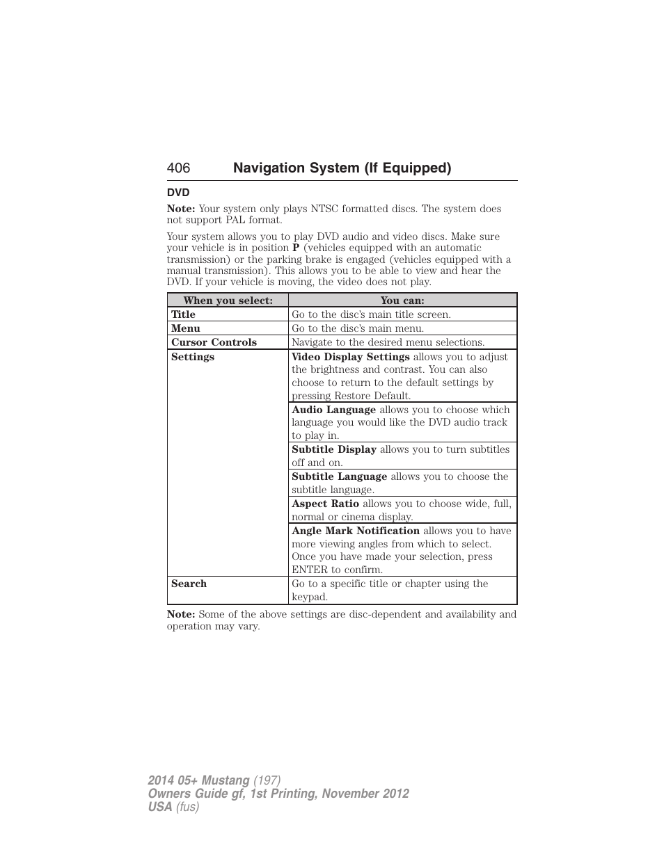 406 navigation system (if equipped) | FORD 2014 Mustang v.1 User Manual | Page 407 / 461