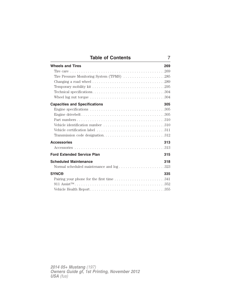 Table of contents 7 | FORD 2014 Mustang v.1 User Manual | Page 8 / 461