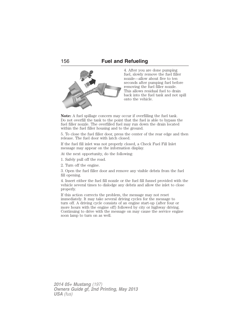 156 fuel and refueling | FORD 2014 Mustang v.2 User Manual | Page 157 / 455