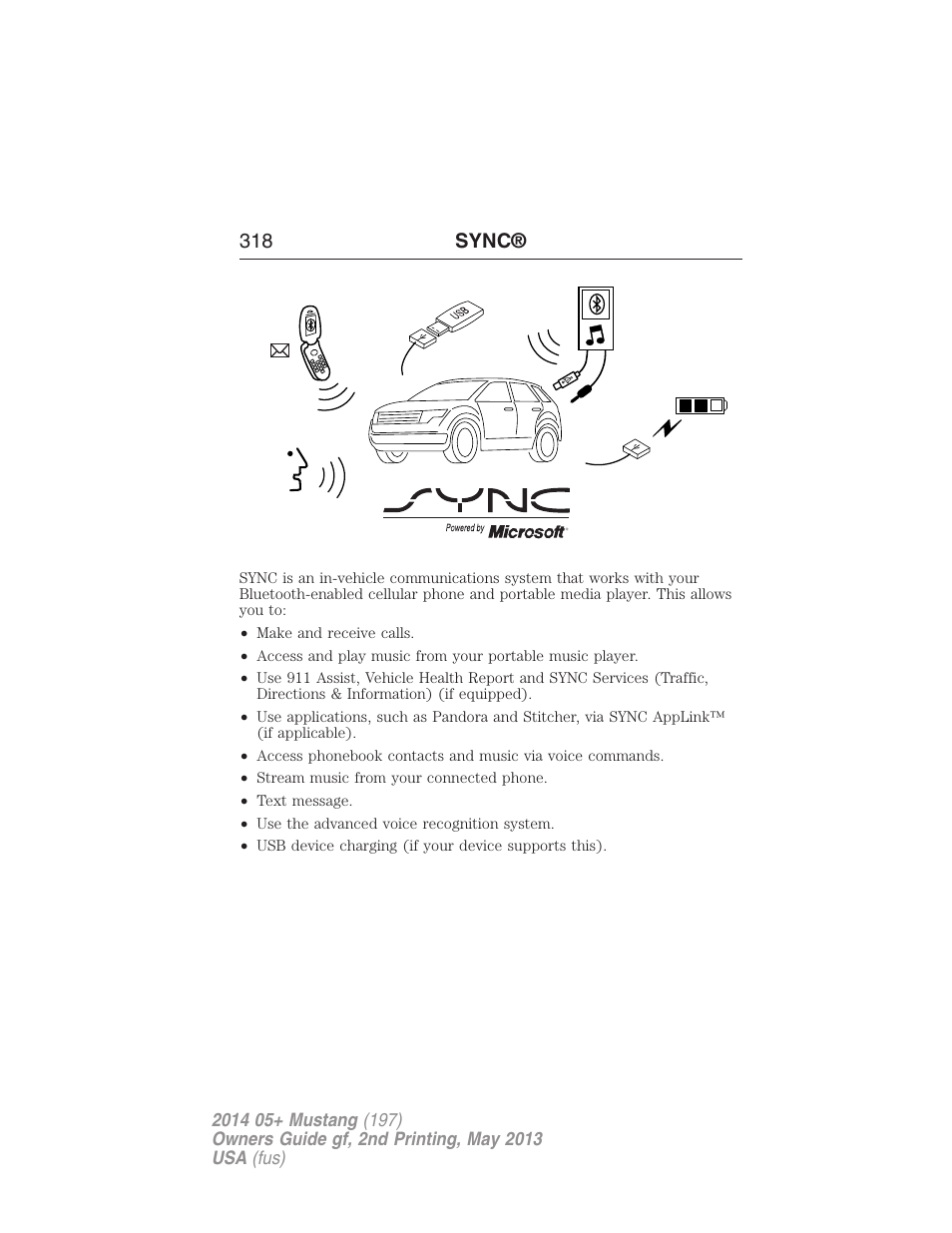 Sync | FORD 2014 Mustang v.2 User Manual | Page 319 / 455