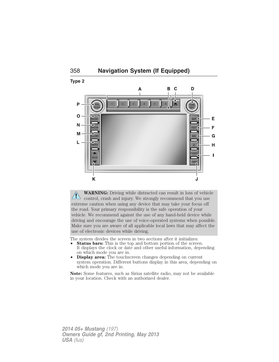 Type 2, 358 navigation system (if equipped) | FORD 2014 Mustang v.2 User Manual | Page 359 / 455