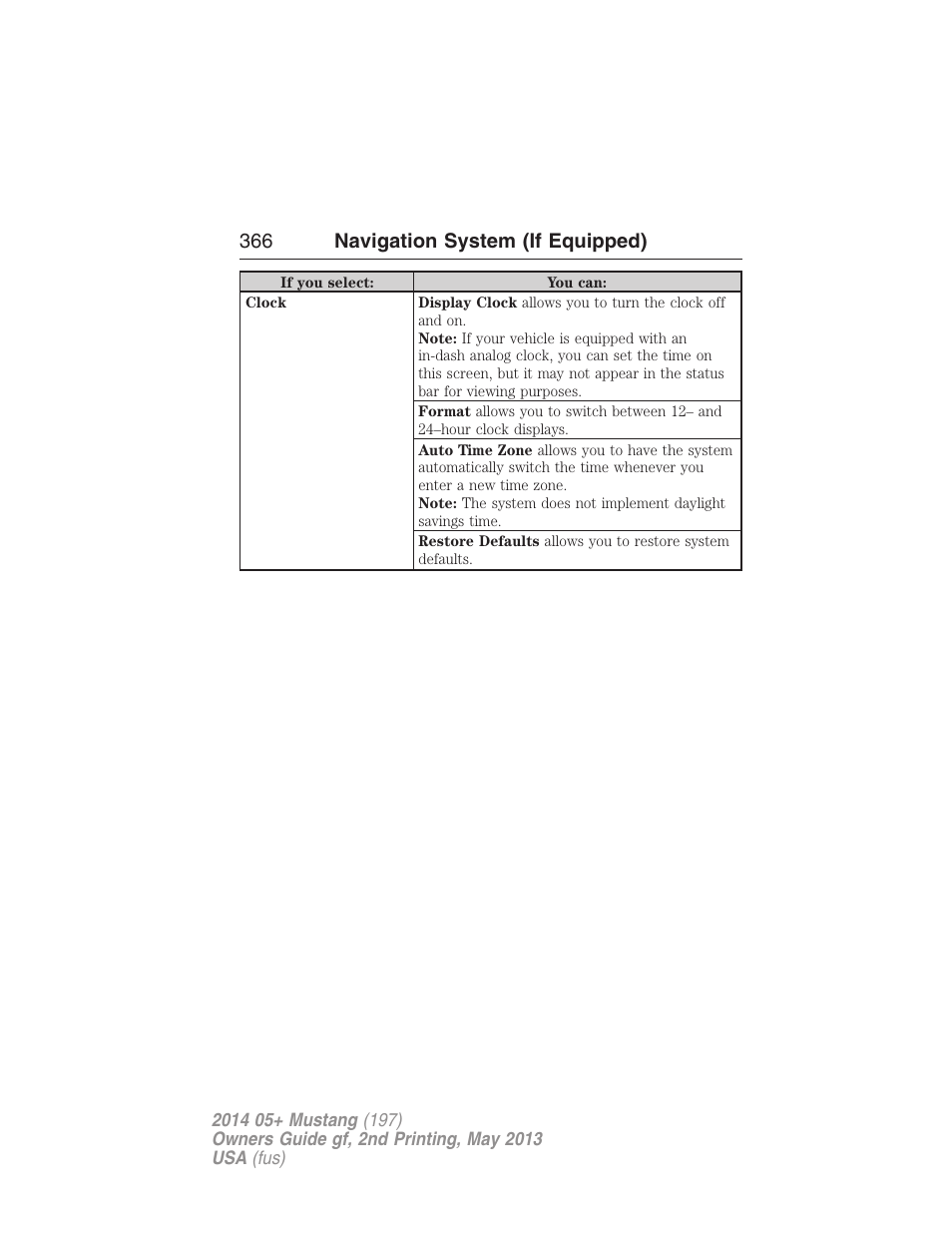 366 navigation system (if equipped) | FORD 2014 Mustang v.2 User Manual | Page 367 / 455