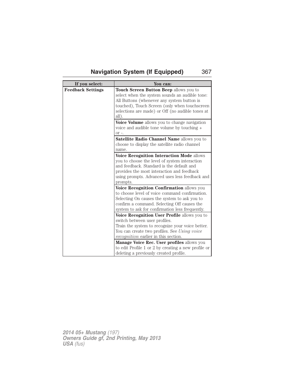 Navigation system (if equipped) 367 | FORD 2014 Mustang v.2 User Manual | Page 368 / 455
