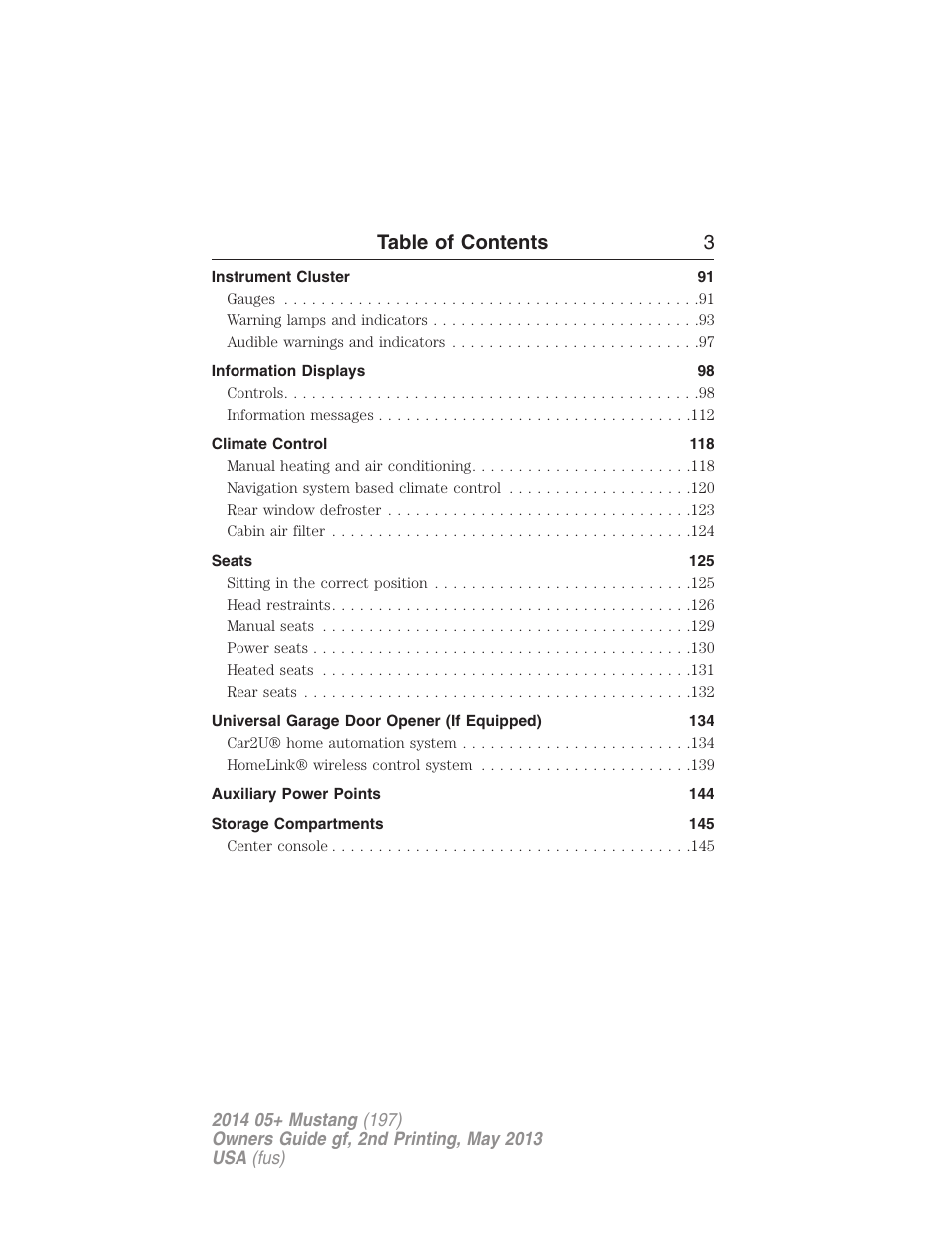 Table of contents 3 | FORD 2014 Mustang v.2 User Manual | Page 4 / 455