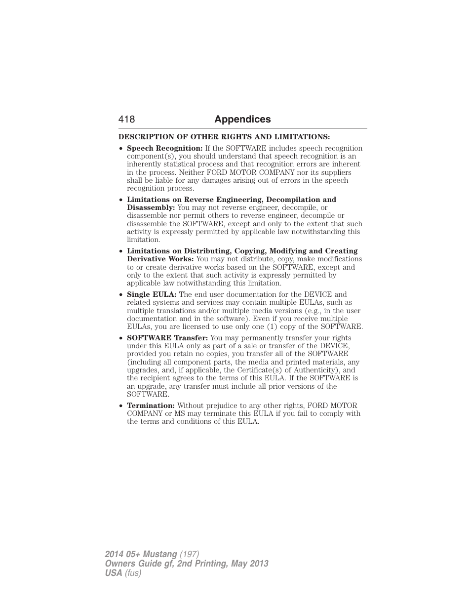 418 appendices | FORD 2014 Mustang v.2 User Manual | Page 419 / 455