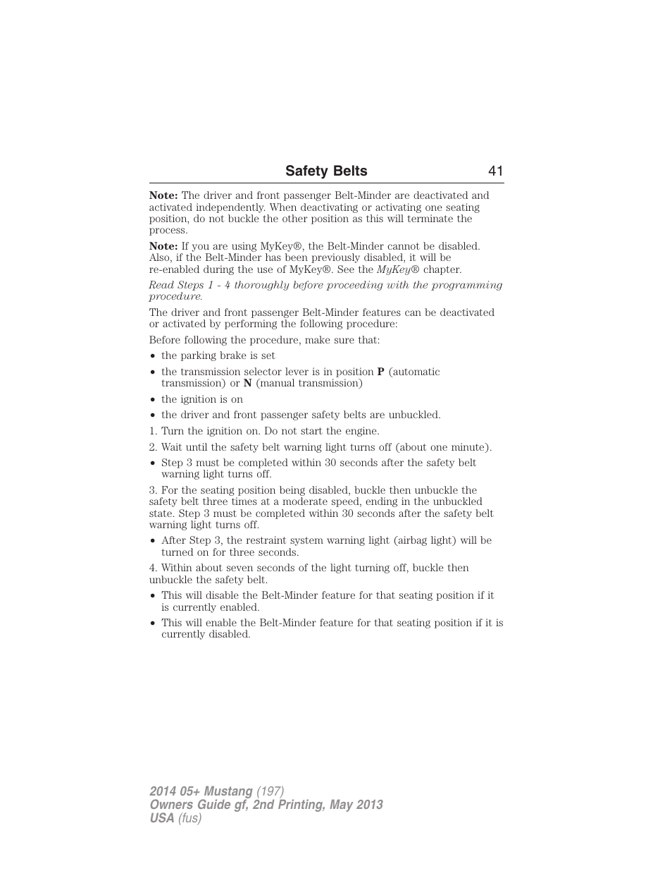 Safety belts 41 | FORD 2014 Mustang v.2 User Manual | Page 42 / 455