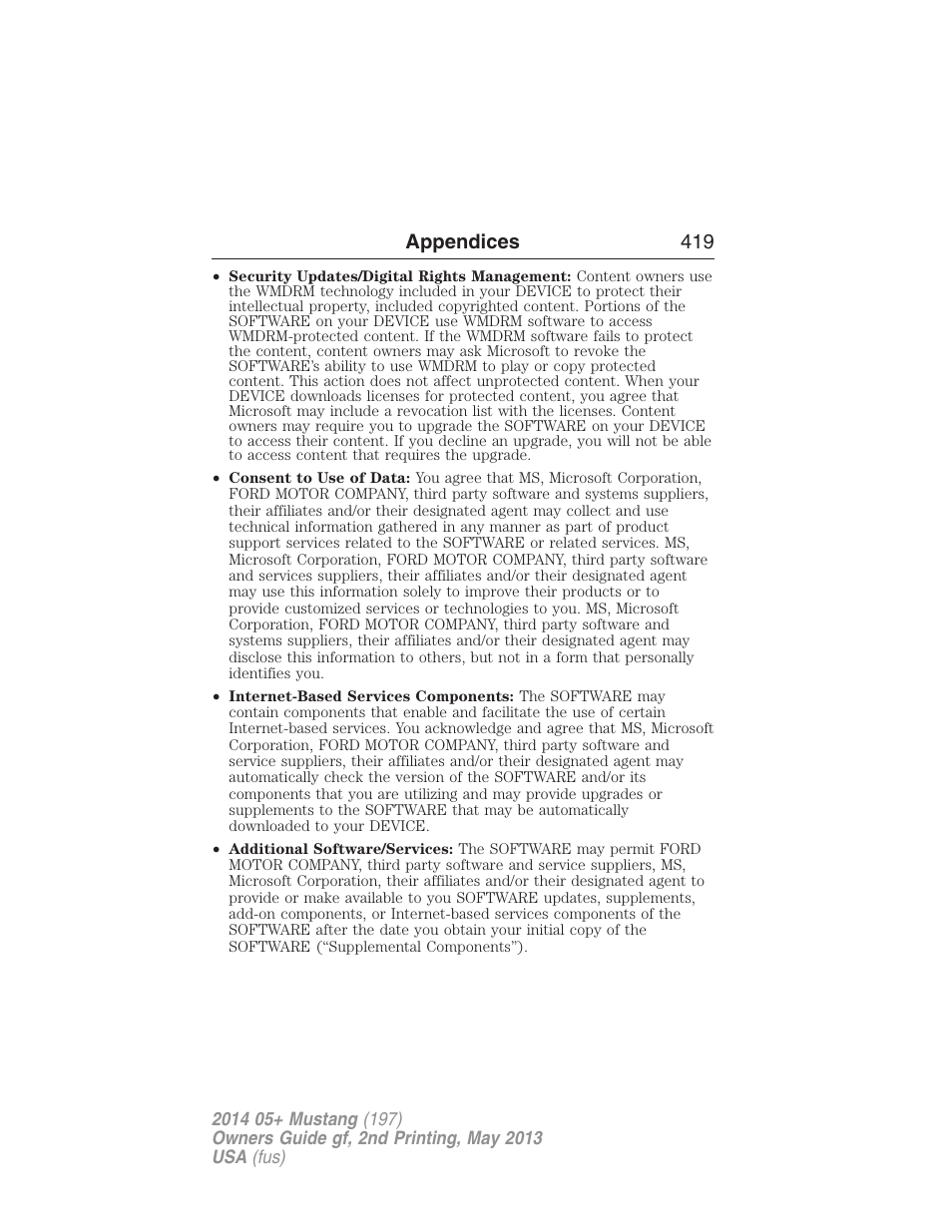 Appendices 419 | FORD 2014 Mustang v.2 User Manual | Page 420 / 455