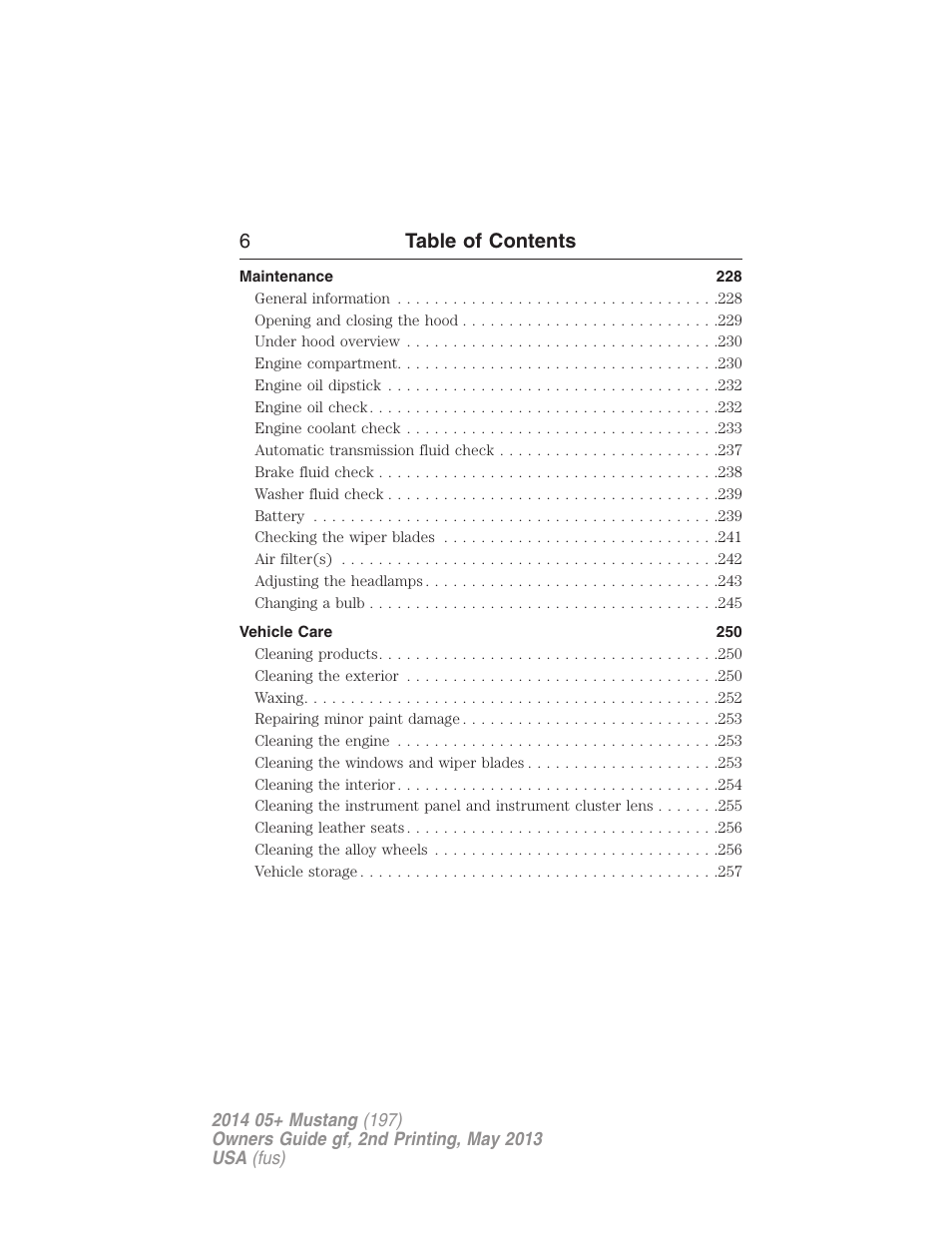 6table of contents | FORD 2014 Mustang v.2 User Manual | Page 7 / 455