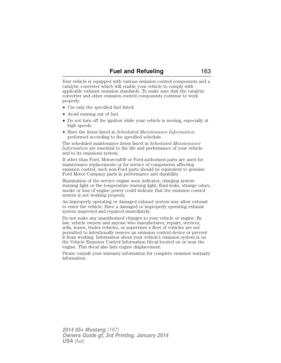 Fuel and refueling 163 | FORD 2014 Mustang v.3 User Manual | Page 164 / 463