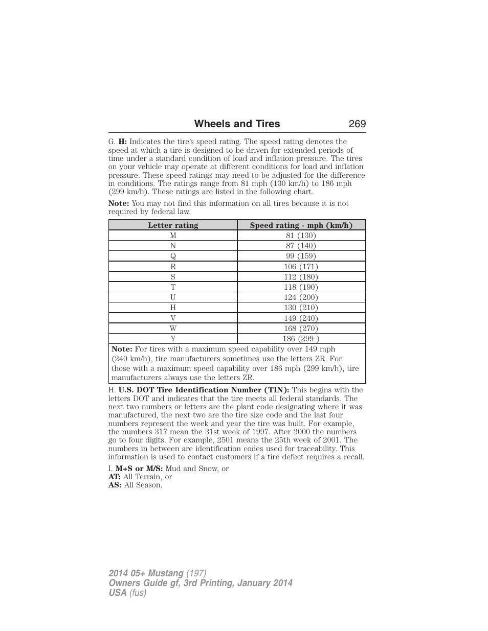 Wheels and tires 269 | FORD 2014 Mustang v.3 User Manual | Page 270 / 463