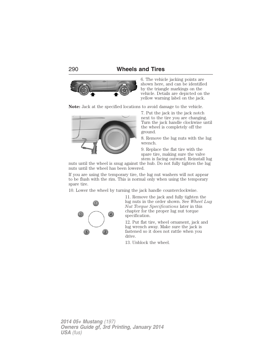 290 wheels and tires | FORD 2014 Mustang v.3 User Manual | Page 291 / 463