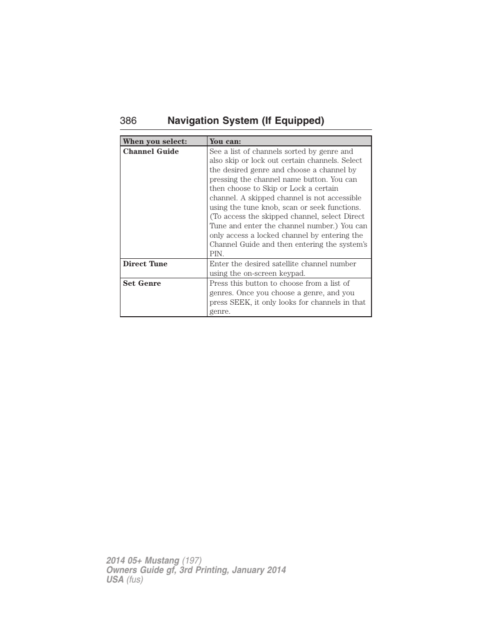 386 navigation system (if equipped) | FORD 2014 Mustang v.3 User Manual | Page 387 / 463