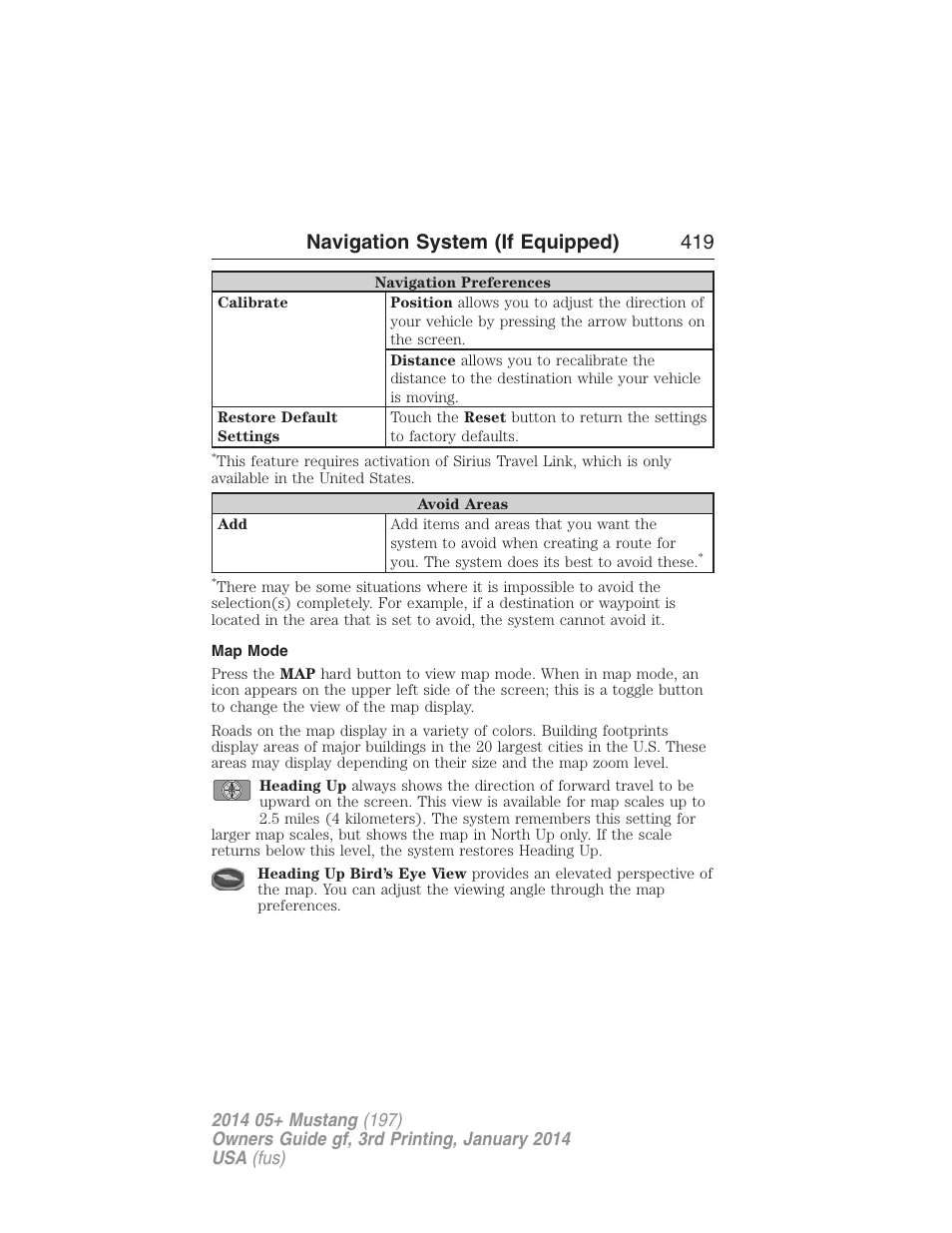 Map mode, Navigation system (if equipped) 419 | FORD 2014 Mustang v.3 User Manual | Page 420 / 463