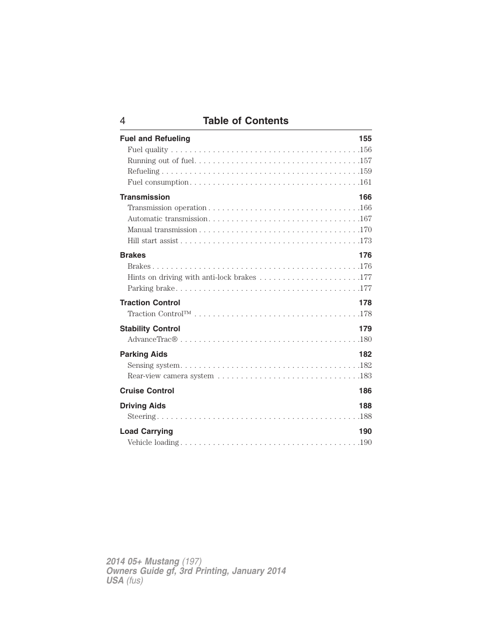 4table of contents | FORD 2014 Mustang v.3 User Manual | Page 5 / 463