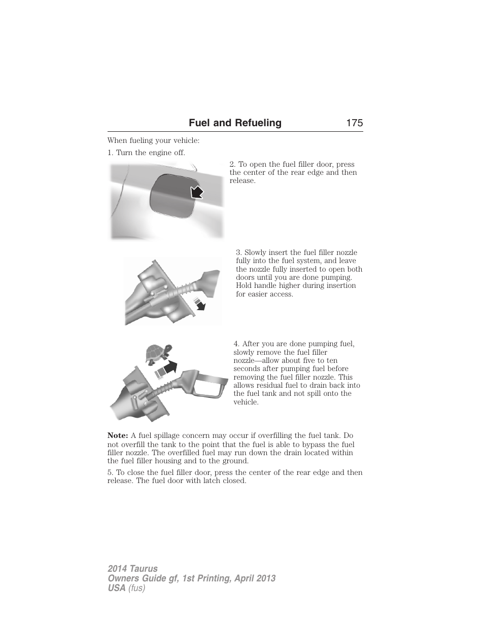 Fuel and refueling 175 | FORD 2014 Taurus v.1 User Manual | Page 176 / 550