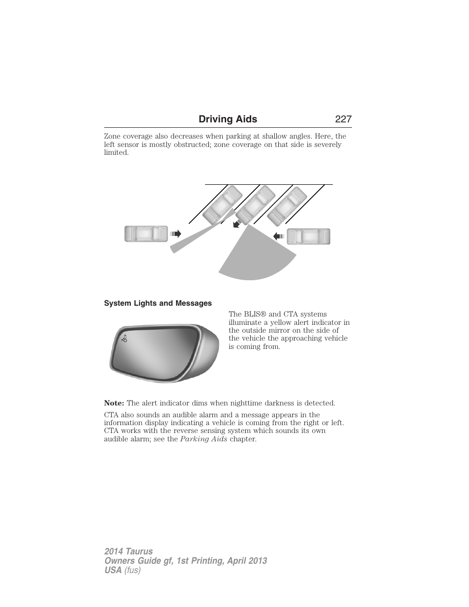 System lights and messages | FORD 2014 Taurus v.1 User Manual | Page 228 / 550