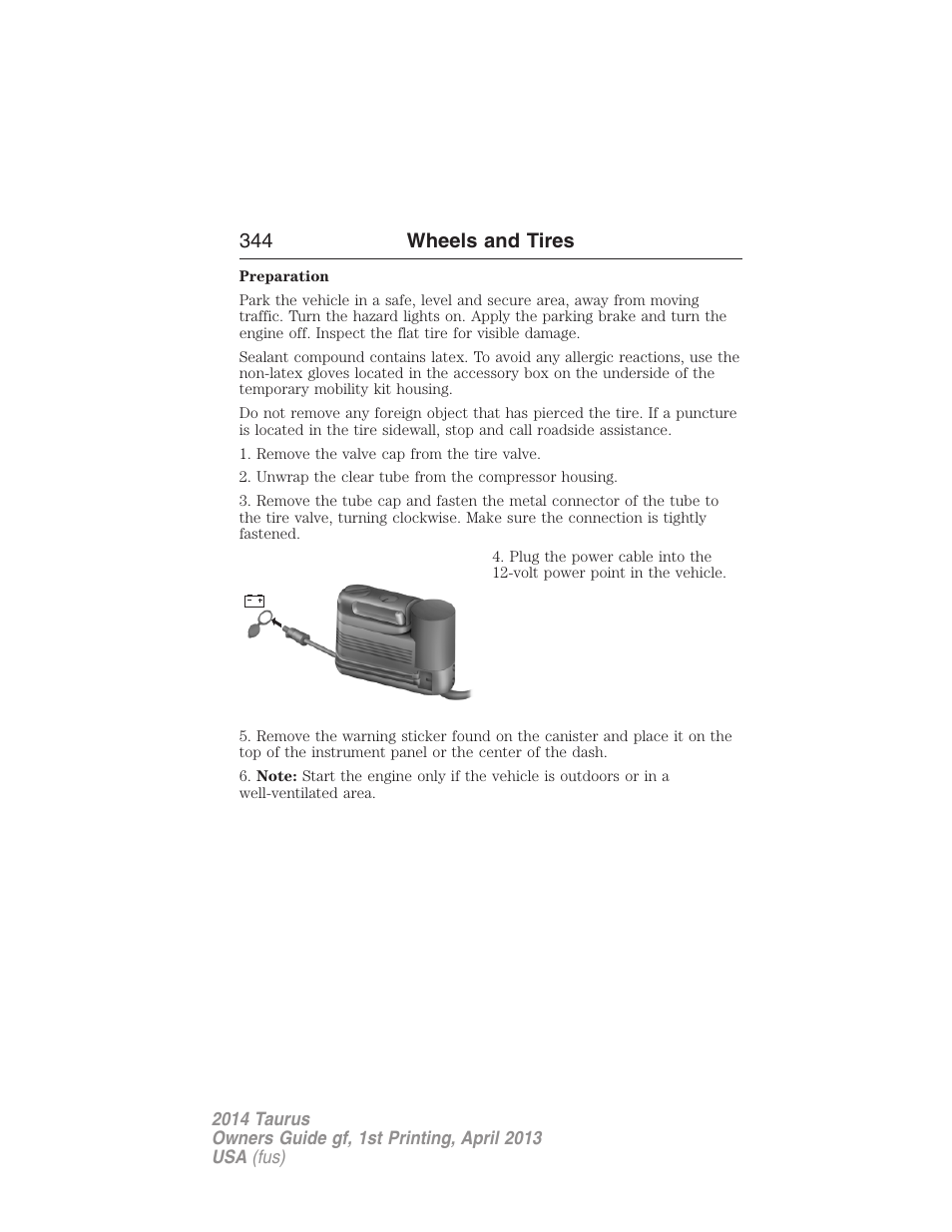 344 wheels and tires | FORD 2014 Taurus v.1 User Manual | Page 345 / 550
